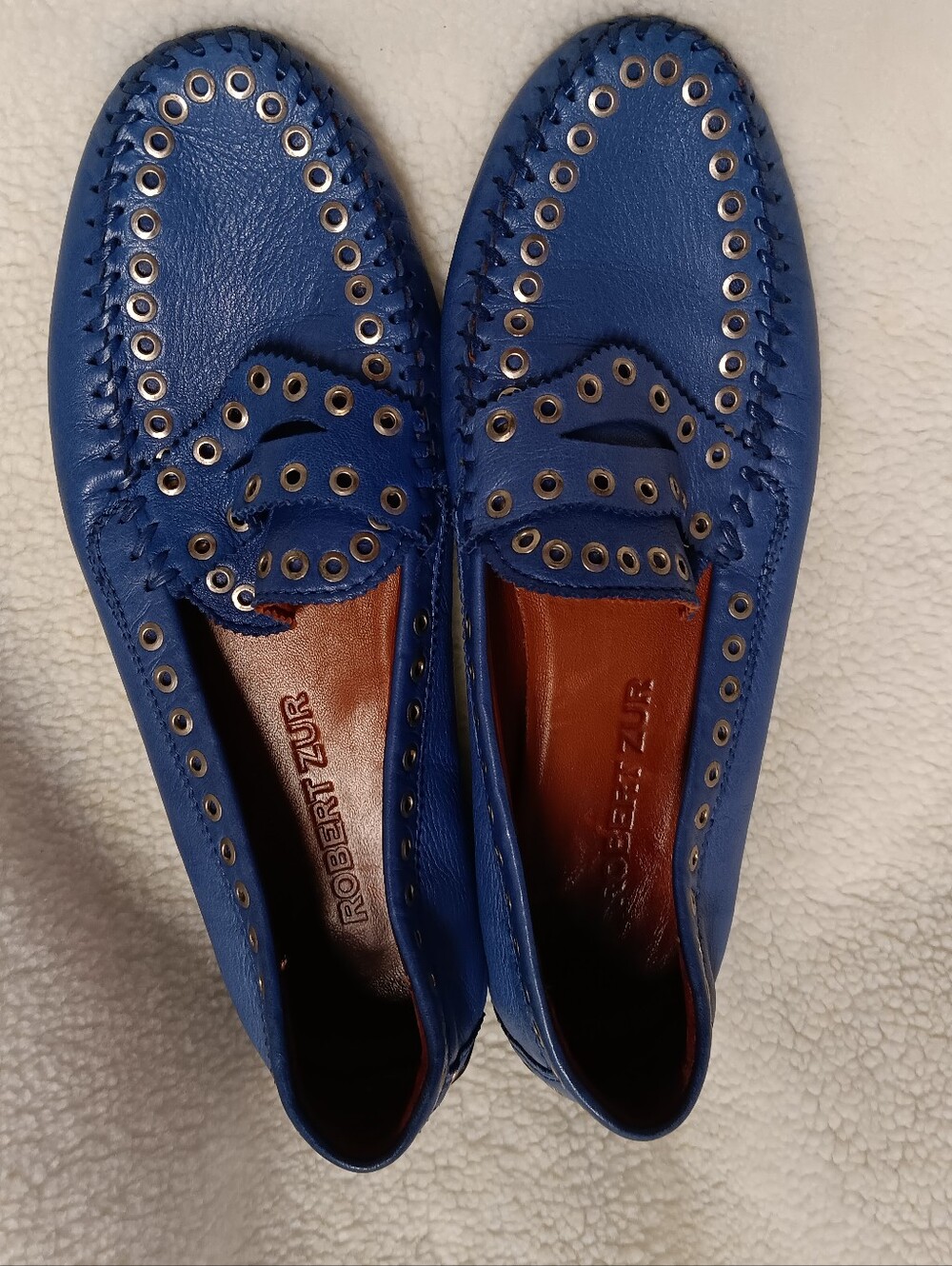 Robert Zur Women's  Blue Leather Loafers Size  9.5